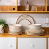 imageAmorArc Ceramic Dinnerware SetsHandmade Reactive Glaze Stonewre Plates and Bowls SetsHighly Chip and Crack Resistant  Dishwasher ampamp Microwave Safe Dishes SetService for 4 12pcPearl White