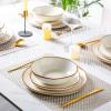imageAmorArc Ceramic Dinnerware SetsHandmade Reactive Glaze Stonewre Plates and Bowls SetsHighly Chip and Crack Resistant  Dishwasher ampamp Microwave Safe Dishes SetService for 4 12pcPearl White