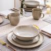 imageAmorArc Ceramic Dinnerware SetsHandmade Reactive Glaze Stonewre Plates and Bowls SetsHighly Chip and Crack Resistant  Dishwasher ampamp Microwave Safe Dishes SetService for 4 12pcCappuccino