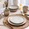 imageAmorArc Ceramic Dinnerware SetsHandmade Reactive Glaze Stonewre Plates and Bowls SetsHighly Chip and Crack Resistant  Dishwasher ampamp Microwave Safe Dishes SetService for 4 12pcCappuccino