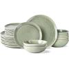 imageAmorArc Ceramic Dinnerware SetsHandmade Reactive Glaze Stonewre Plates and Bowls SetsHighly Chip and Crack Resistant  Dishwasher ampamp Microwave Safe Dishes SetService for 4 12pcOlive Green