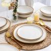 imageAmorArc Ceramic Dinnerware SetsHandmade Reactive Glaze Stonewre Plates and Bowls SetsHighly Chip and Crack Resistant  Dishwasher ampamp Microwave Safe Dishes SetService for 4 12pcPearl White