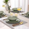 imageAmorArc Ceramic Dinnerware SetsHandmade Reactive Glaze Stonewre Plates and Bowls SetsHighly Chip and Crack Resistant  Dishwasher ampamp Microwave Safe Dishes SetService for 4 12pcOlive Green