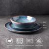 imageAmorArc Ceramic Dinnerware SetsHandmade Reactive Glaze Stonewre Plates and Bowls SetsHighly Chip and Crack Resistant  Dishwasher ampamp Microwave Safe Dishes SetService for 4 12pcCeylon Blue