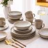 imageAmorArc Ceramic Dinnerware SetsHandmade Reactive Glaze Stonewre Plates and Bowls SetsHighly Chip and Crack Resistant  Dishwasher ampamp Microwave Safe Dishes SetService for 4 12pcCappuccino