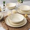 imageAmorArc Ceramic Dinnerware SetsHandmade Reactive Glaze Stonewre Plates and Bowls SetsHighly Chip and Crack Resistant  Dishwasher ampamp Microwave Safe Dishes SetService for 4 12pcIce Cream