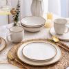 imageAmorArc Ceramic Dinnerware SetsHandmade Reactive Glaze Stonewre Plates and Bowls SetsHighly Chip and Crack Resistant  Dishwasher ampamp Microwave Safe Dishes SetService for 4 12pcPearl White