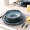 imageAmorArc Ceramic Dinnerware SetsHandmade Reactive Glaze Stonewre Plates and Bowls SetsHighly Chip and Crack Resistant  Dishwasher ampamp Microwave Safe Dishes SetService for 4 12pcCeylon Blue