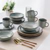 imageAmorArc Ceramic Dinnerware SetsHandmade Reactive Glaze Stonewre Plates and Bowls SetsHighly Chip and Crack Resistant  Dishwasher ampamp Microwave Safe Dishes SetService for 4 12pcOcean