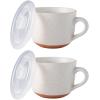 imageAmorArc Ceramic Soup Mugs with Lid 24 oz Large Soup Cups with Hanlde for Coffee Cereal Salad Noodles Tea Soup Bowls Cups MicrowaveampampDishwasher Safe Set of 2 Mix 24oz  Set of 2Alloy Orange