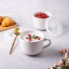 imageAmorArc Ceramic Soup Mugs with Lid 24 oz Large Soup Cups with Hanlde for Coffee Cereal Salad Noodles Tea Soup Bowls Cups MicrowaveampampDishwasher Safe Set of 2 Mix 24oz  Set of 2Gray  Red