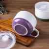 imageAmorArc Ceramic Soup Mugs with Lid 24 oz Large Soup Cups with Hanlde for Coffee Cereal Salad Noodles Tea Soup Bowls Cups MicrowaveampampDishwasher Safe Set of 2 Mix 24oz  Set of 2Purple  Green