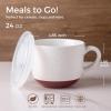 imageAmorArc Ceramic Soup Mugs with Lid 24 oz Large Soup Cups with Hanlde for Coffee Cereal Salad Noodles Tea Soup Bowls Cups MicrowaveampampDishwasher Safe Set of 2 Mix 24oz  Set of 2Gray  Red