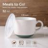 imageAmorArc Ceramic Soup Mugs with Lid 24 oz Large Soup Cups with Hanlde for Coffee Cereal Salad Noodles Tea Soup Bowls Cups MicrowaveampampDishwasher Safe Set of 2 Mix 24oz  Set of 2Green