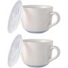imageAmorArc Ceramic Soup Mugs with Lid 24 oz Large Soup Cups with Hanlde for Coffee Cereal Salad Noodles Tea Soup Bowls Cups MicrowaveampampDishwasher Safe Set of 2 Mix 24oz  Set of 2Blue