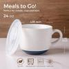 imageAmorArc Ceramic Soup Mugs with Lid 24 oz Large Soup Cups with Hanlde for Coffee Cereal Salad Noodles Tea Soup Bowls Cups MicrowaveampampDishwasher Safe Set of 2 Mix 24oz  Set of 2Pink  Blue
