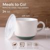 imageAmorArc Ceramic Soup Mugs with Lid 24 oz Large Soup Cups with Hanlde for Coffee Cereal Salad Noodles Tea Soup Bowls Cups MicrowaveampampDishwasher Safe Set of 2 Mix 24oz  Set of 2Purple  Green