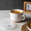 imageAmorArc Ceramic Soup Mugs with Lid 24 oz Large Soup Cups with Hanlde for Coffee Cereal Salad Noodles Tea Soup Bowls Cups MicrowaveampampDishwasher Safe Set of 2 Mix 24oz  Set of 2Mix