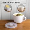 imageAmorArc Ceramic Soup Mugs with Lid 24 oz Large Soup Cups with Hanlde for Coffee Cereal Salad Noodles Tea Soup Bowls Cups MicrowaveampampDishwasher Safe Set of 2 Mix 24oz  Set of 2Purple  Green
