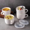 imageAmorArc Ceramic Soup Mugs with Lid 24 oz Large Soup Cups with Hanlde for Coffee Cereal Salad Noodles Tea Soup Bowls Cups MicrowaveampampDishwasher Safe Set of 2 Mix 24oz  Set of 2Alloy Orange