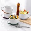 imageAmorArc Ceramic Soup Mugs with Lid 24 oz Large Soup Cups with Hanlde for Coffee Cereal Salad Noodles Tea Soup Bowls Cups MicrowaveampampDishwasher Safe Set of 2 Mix 24oz  Set of 2Purple  Green