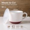 imageAmorArc Ceramic Soup Mugs with Lid 24 oz Large Soup Cups with Hanlde for Coffee Cereal Salad Noodles Tea Soup Bowls Cups MicrowaveampampDishwasher Safe Set of 2 Mix 24oz  Set of 2Alloy Orange