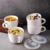 imageAmorArc Ceramic Soup Mugs with Lid 24 oz Large Soup Cups with Hanlde for Coffee Cereal Salad Noodles Tea Soup Bowls Cups MicrowaveampampDishwasher Safe Set of 2 Mix 24oz  Set of 2Blue