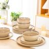imageAmorArc Dinner Plates Set of 6 105 Inch Reactive Glaze Ceramic Plates Set Microwave Dishwasher Safe Scratch Resistant Modern Large Dinnerware Dishes Set Kitchen Stoneware PlatesReactive Latte