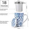 imageAmorArc Porcelain Tea Mug with Infuser and Lid 18 Oz Tea Cup with Handle for Loose Leaf Tea Gift for Tea Lovers of Men and WomenClassical Pattern