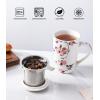 imageAmorArc Porcelain Tea Mug with Infuser and Lid 18 Oz Tea Cup with Handle for Loose Leaf Tea Gift for Tea Lovers of Men and WomenPeach Blossom