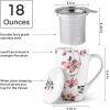 imageAmorArc Porcelain Tea Mug with Infuser and Lid 18 Oz Tea Cup with Handle for Loose Leaf Tea Gift for Tea Lovers of Men and WomenPeach Blossom