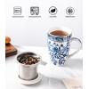imageAmorArc Porcelain Tea Mug with Infuser and Lid 18 Oz Tea Cup with Handle for Loose Leaf Tea Gift for Tea Lovers of Men and WomenPeony
