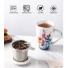 imageAmorArc Porcelain Tea Mug with Infuser and Lid 18 Oz Tea Cup with Handle for Loose Leaf Tea Gift for Tea Lovers of Men and WomenSage