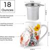 imageAmorArc Porcelain Tea Mug with Infuser and Lid 18 Oz Tea Cup with Handle for Loose Leaf Tea Gift for Tea Lovers of Men and WomenTulips