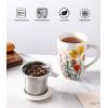 imageAmorArc Porcelain Tea Mug with Infuser and Lid 18 Oz Tea Cup with Handle for Loose Leaf Tea Gift for Tea Lovers of Men and WomenTulips