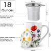 imageAmorArc Porcelain Tea Mug with Infuser and Lid 18 Oz Tea Cup with Handle for Loose Leaf Tea Gift for Tea Lovers of Men and WomenWild Flowers