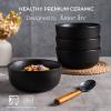 imageAmorArc Stoneware Cereal Bowls Set of 4 26oz Soup Bowls Set for Cereal Soup Snacks Modern Kitchen bowls for Meal Dishwasher ampampMicrowave Safe Matte BlackMatte Black