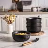 imageAmorArc Stoneware Cereal Bowls Set of 4 26oz Soup Bowls Set for Cereal Soup Snacks Modern Kitchen bowls for Meal Dishwasher ampampMicrowave Safe Matte BlackMatte Black