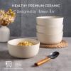 imageAmorArc Stoneware Cereal Bowls Set of 4 26oz Soup Bowls Set for Cereal Soup Snacks Modern Kitchen bowls for Meal Dishwasher ampampMicrowave Safe Matte BlackMatte Ivory