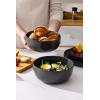 imageAmorArc Stoneware Cereal Bowls for Kitchen 28oz Large Ceramic Soup Bowls Set of 4 for Meal Oven MicrowaveampampDishwasher safe Kitchen Bowls with Wavy Rim Matte BlackSpeckled Black