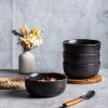imageAmorArc Stoneware Cereal Bowls for Kitchen 28oz Large Ceramic Soup Bowls Set of 4 for Meal Oven MicrowaveampampDishwasher safe Kitchen Bowls with Wavy Rim Matte BlackMatte Black