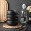 imageAmorArc Stoneware Cereal Bowls for Kitchen 28oz Large Ceramic Soup Bowls Set of 6 for Meal ChipResistant Kitchen Bowls with Wavy Rim Reactive GlazeMatte BlackMatte Black