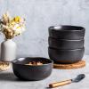 imageAmorArc Stoneware Cereal Bowls for Kitchen 28oz Large Ceramic Soup Bowls Set of 6 for Meal ChipResistant Kitchen Bowls with Wavy Rim Reactive GlazeMatte BlackMatte Black