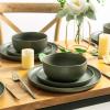imageAmorArc Stoneware Cereal Bowls for Kitchen 28oz Large Ceramic Soup Bowls Set of 6 for Meal ChipResistant Kitchen Bowls with Wavy Rim Reactive GlazeMatte BlackReactive Glaze