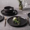 imageAmorArc Stoneware Cereal Bowls for Kitchen 28oz Large Ceramic Soup Bowls Set of 6 for Meal ChipResistant Kitchen Bowls with Wavy Rim Reactive GlazeMatte BlackMatte Black