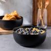 imageAmorArc Stoneware Cereal Bowls for Kitchen 28oz Large Ceramic Soup Bowls Set of 6 for Meal ChipResistant Kitchen Bowls with Wavy Rim Reactive GlazeMatte BlackMatte Black