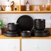 imageAmorArc Stoneware Dinner Plates Set of 4 105 Inch Reactive Matte Glaze Ceramic Plates Set Modern Dinnerware Dish set for Kitchen Microwave Dishwasher Safe Scratch ResistantMatte Black