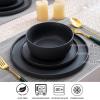 imageAmorArc Stoneware Dinner Plates Set of 4 105 Inch Reactive Matte Glaze Ceramic Plates Set Modern Dinnerware Dish set for Kitchen Microwave Dishwasher Safe Scratch ResistantCharcoal Gray