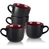 imageAmorArc 24 oz Soup Mugs with Handles Jumbo Ceramic Bowls Mugs Set with handles for Coffee Cereal Cappuccino Snacks MicrowaveampampDishwasher safe Soup Cups for MealGreenBurgundy