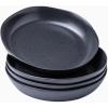 imageAmorArc 975 Ceramic Large Pasta Bowls 38oz Stoneware Flat Serving Bowls Set of 4 OvenMicrowaveampampDishwasher Safe Bowls with Wavy Rim for Fruit Pasta Salad Meal Matte WhiteSpeckled Black